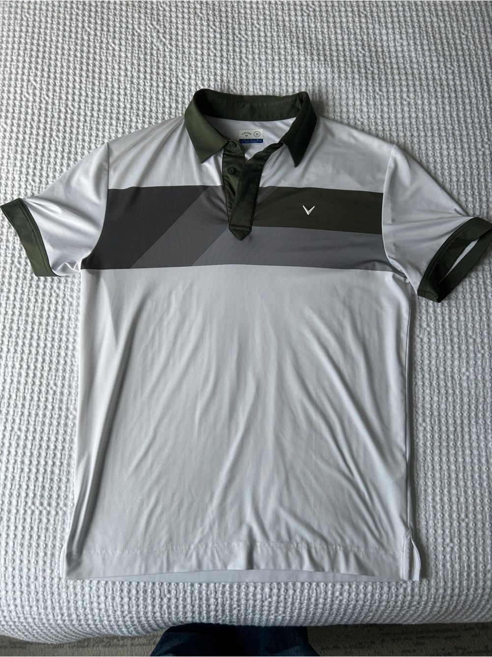 Men’s Callaway Olive, Grey, and White Golf Polo